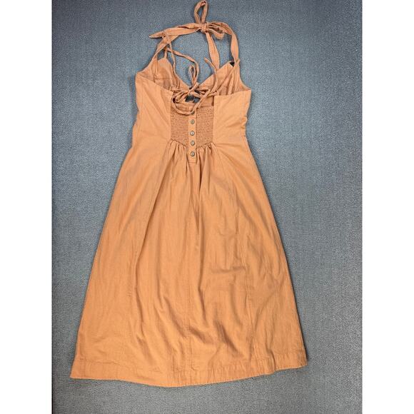 Free People Dress Halter Midi Smocked Back Triangle Cups Size Medium - Picture 2 of 10